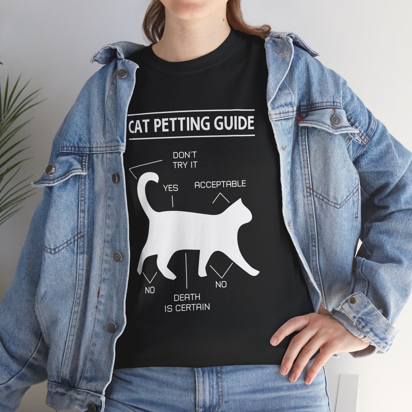 Funny Cat Petting Guide Unisex Heavy Cotton Tee