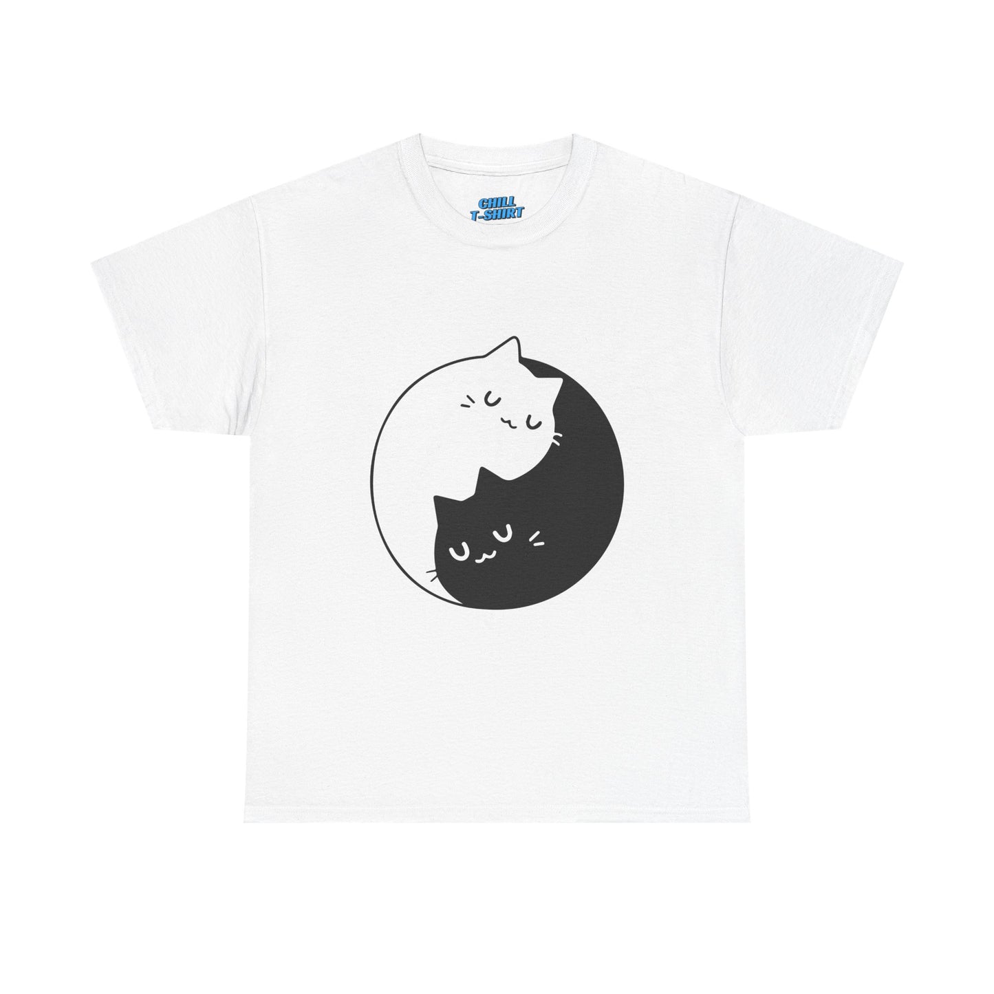 Cute Cat Yin Yang Unisex Heavy Cotton Tee