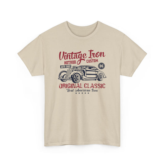 Vintage Iron Hotrod Unisex Heavy Cotton Tee - Original Classic Car Design T-Shirt - CHILL T-SHIRT