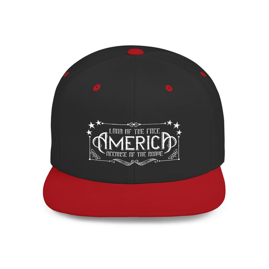 Land of the Free Snapback Cap - Patriotic Flat Bill Hat for America Lovers