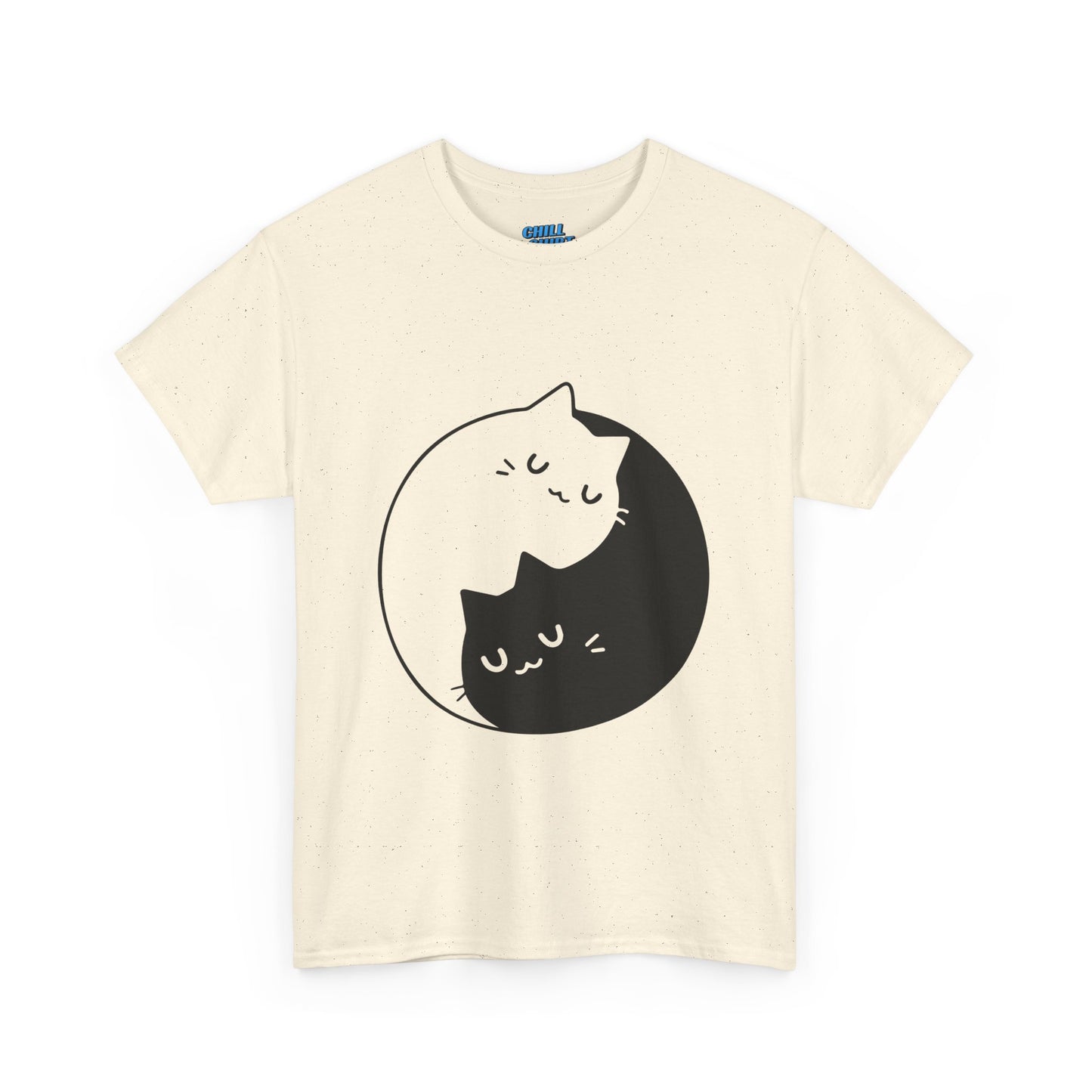 Cute Cat Yin Yang Unisex Heavy Cotton Tee