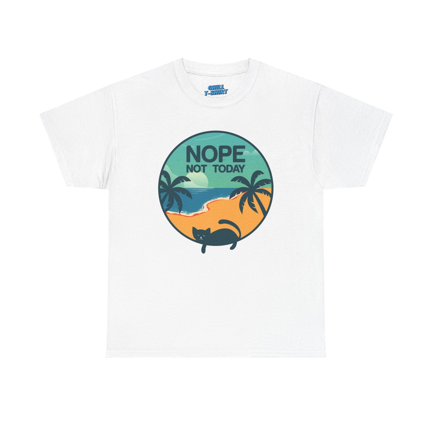 Catlover "Nope Not Today" Unisex Heavy Cotton Tee - Casual Everyday Wear for Relaxation and Chill Vibes