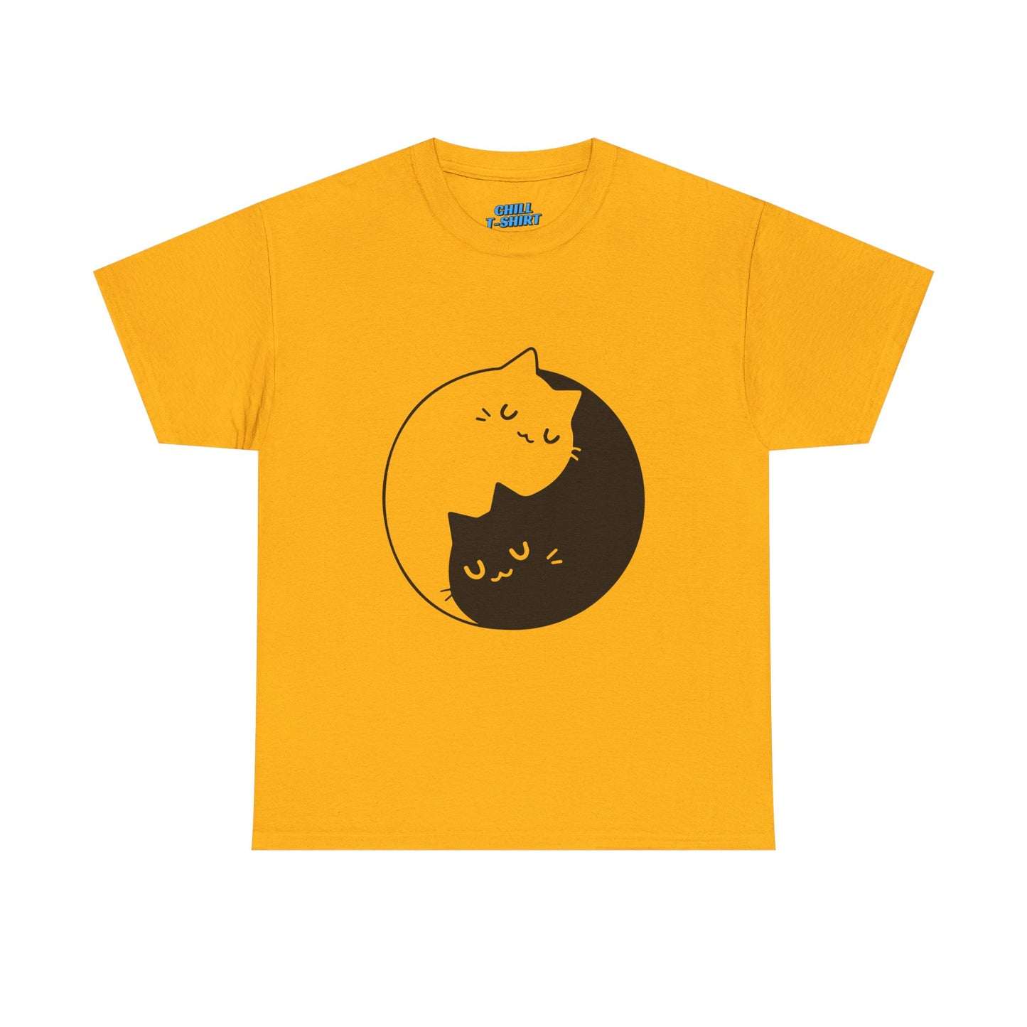 Cute Cat Yin Yang Unisex Heavy Cotton Tee