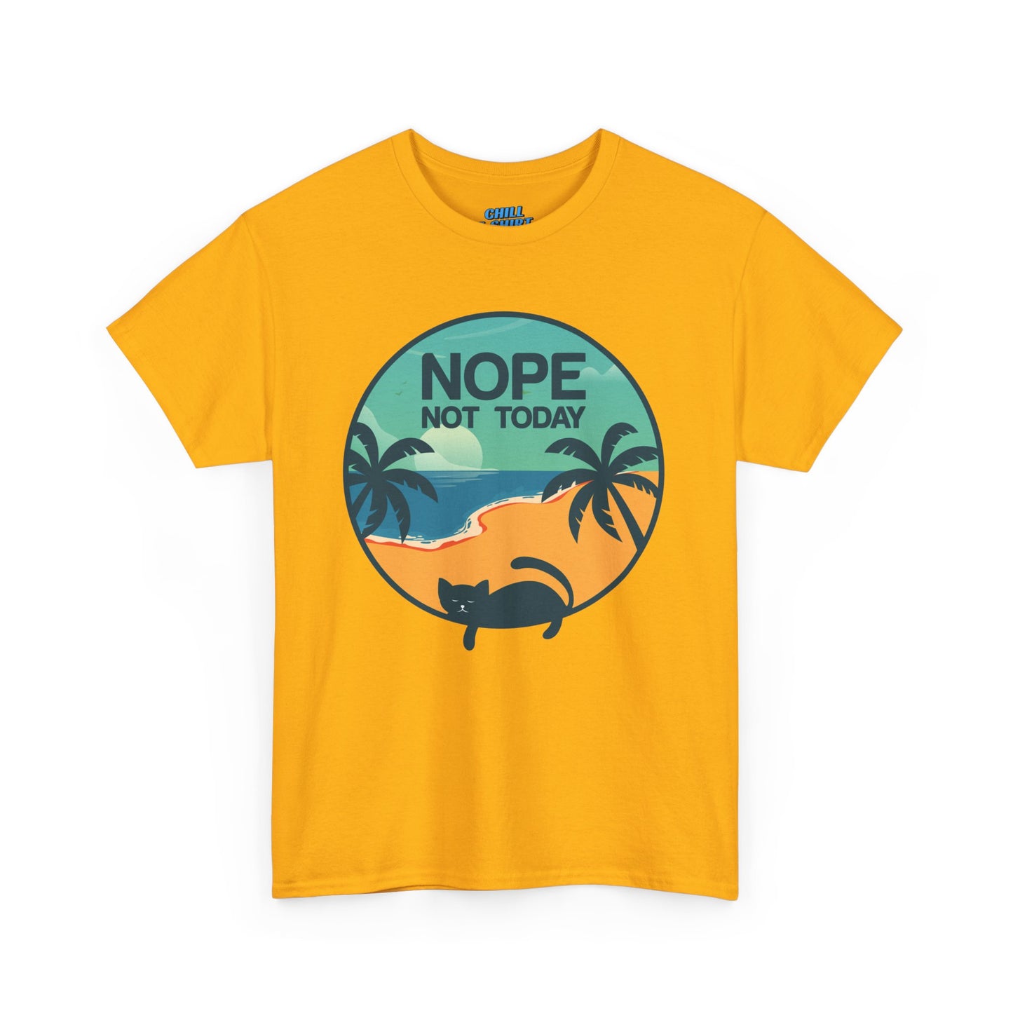 Catlover "Nope Not Today" Unisex Heavy Cotton Tee - Casual Everyday Wear for Relaxation and Chill Vibes