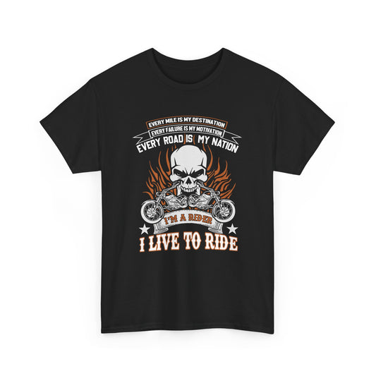I Live to Ride Heavy Cotton Tee - Motorcycle Enthusiast T-Shirt - CHILL T-SHIRT