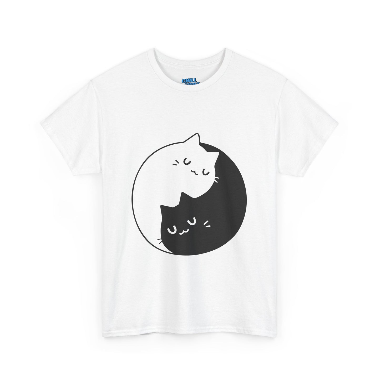 Cute Cat Yin Yang Unisex Heavy Cotton Tee