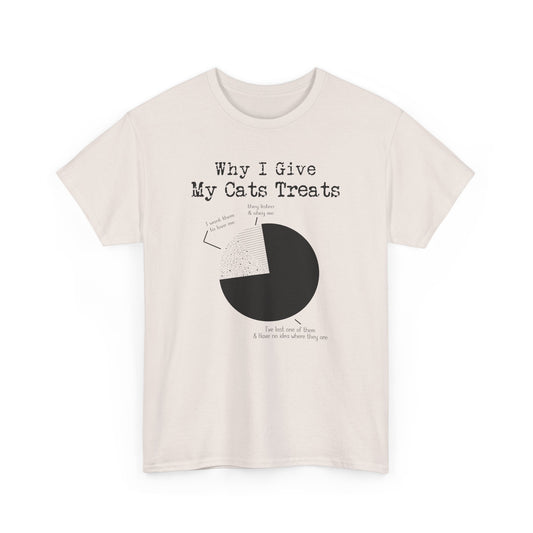 Funny Cat Lover Unisex Heavy Cotton Tee - "Why I Give My Cats Treats" T-Shirt - CHILL T-SHIRT