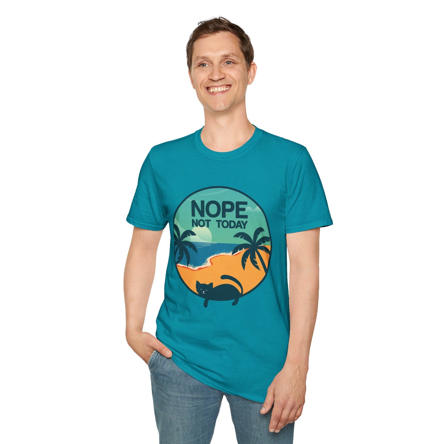 Catlover "Nope Not Today" Unisex Heavy Cotton Tee - Casual Everyday Wear for Relaxation and Chill Vibes