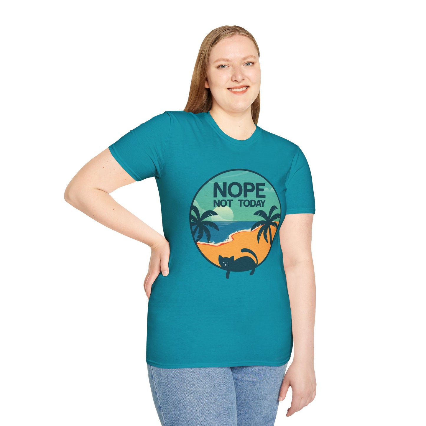 Catlover "Nope Not Today" Unisex Heavy Cotton Tee - Casual Everyday Wear for Relaxation and Chill Vibes