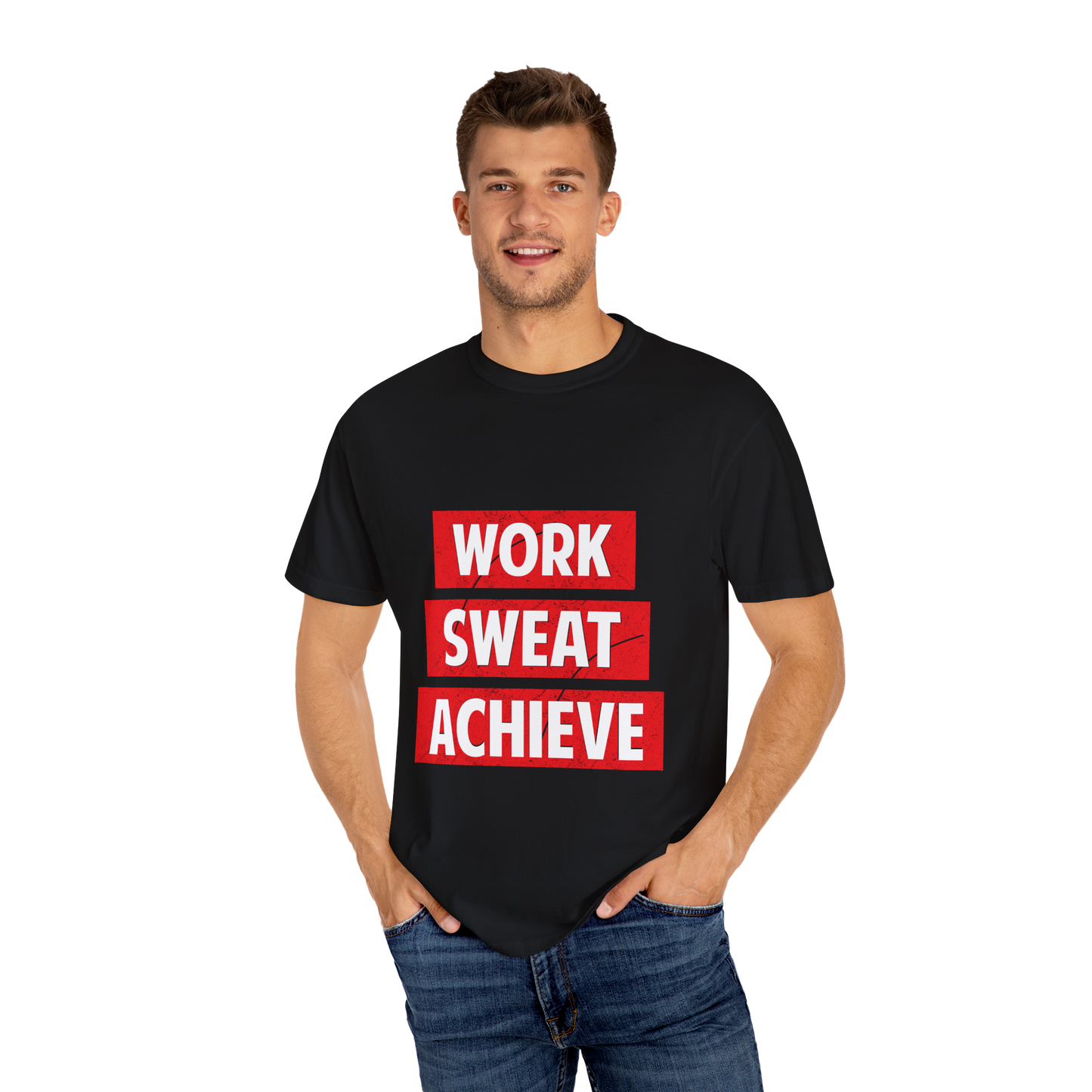 Motivational Unisex Heavy Cotton Tee - Work Sweat Achieve