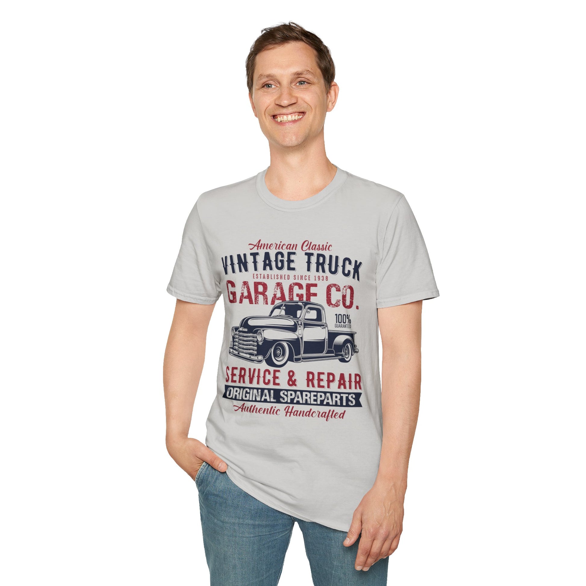 Vintage Truck Garage Unisex Heavy Cotton Tee - Authentic Classic Repair Design - CHILL T-SHIRT