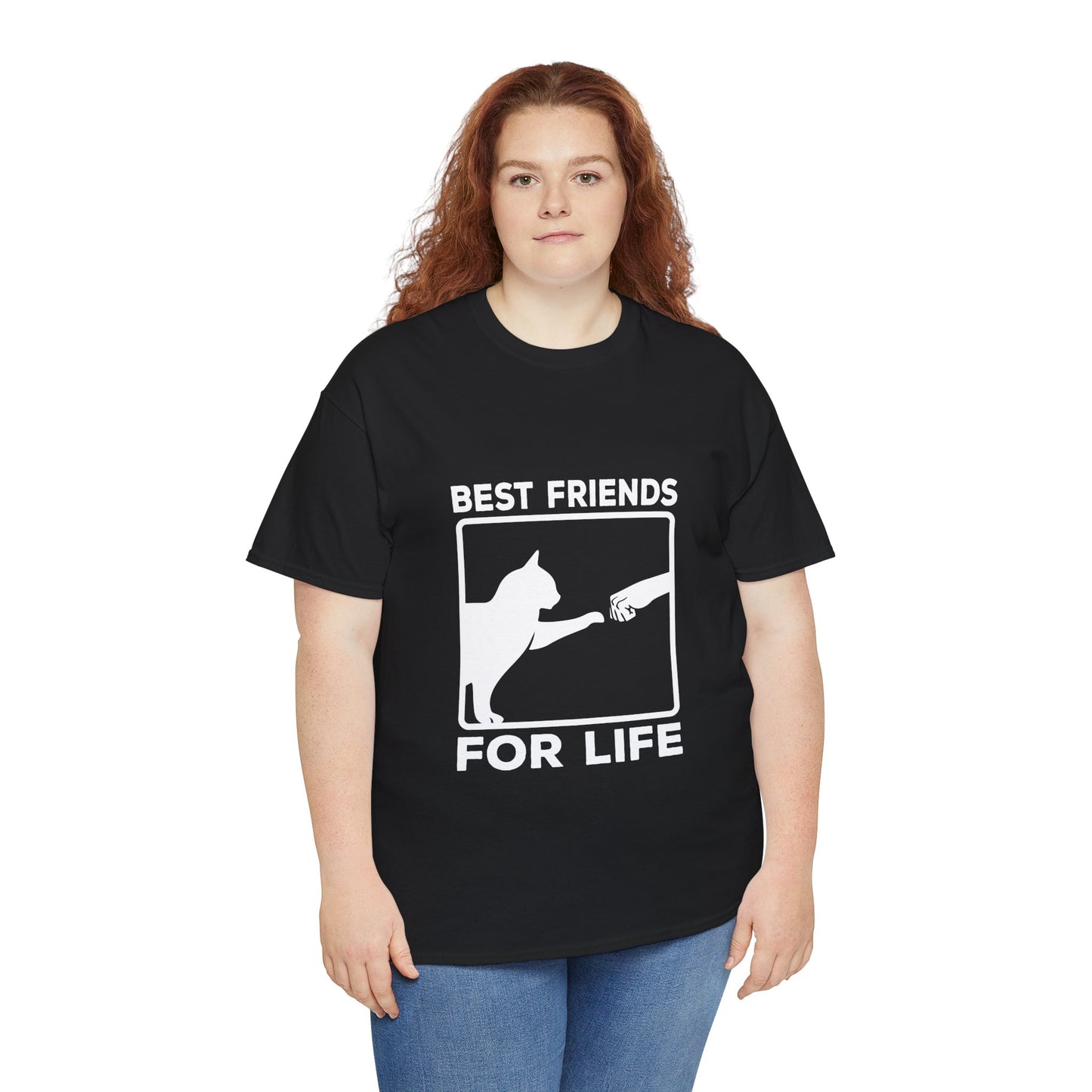 Best Friends for Life Cat Lover Unisex Heavy Cotton Tee