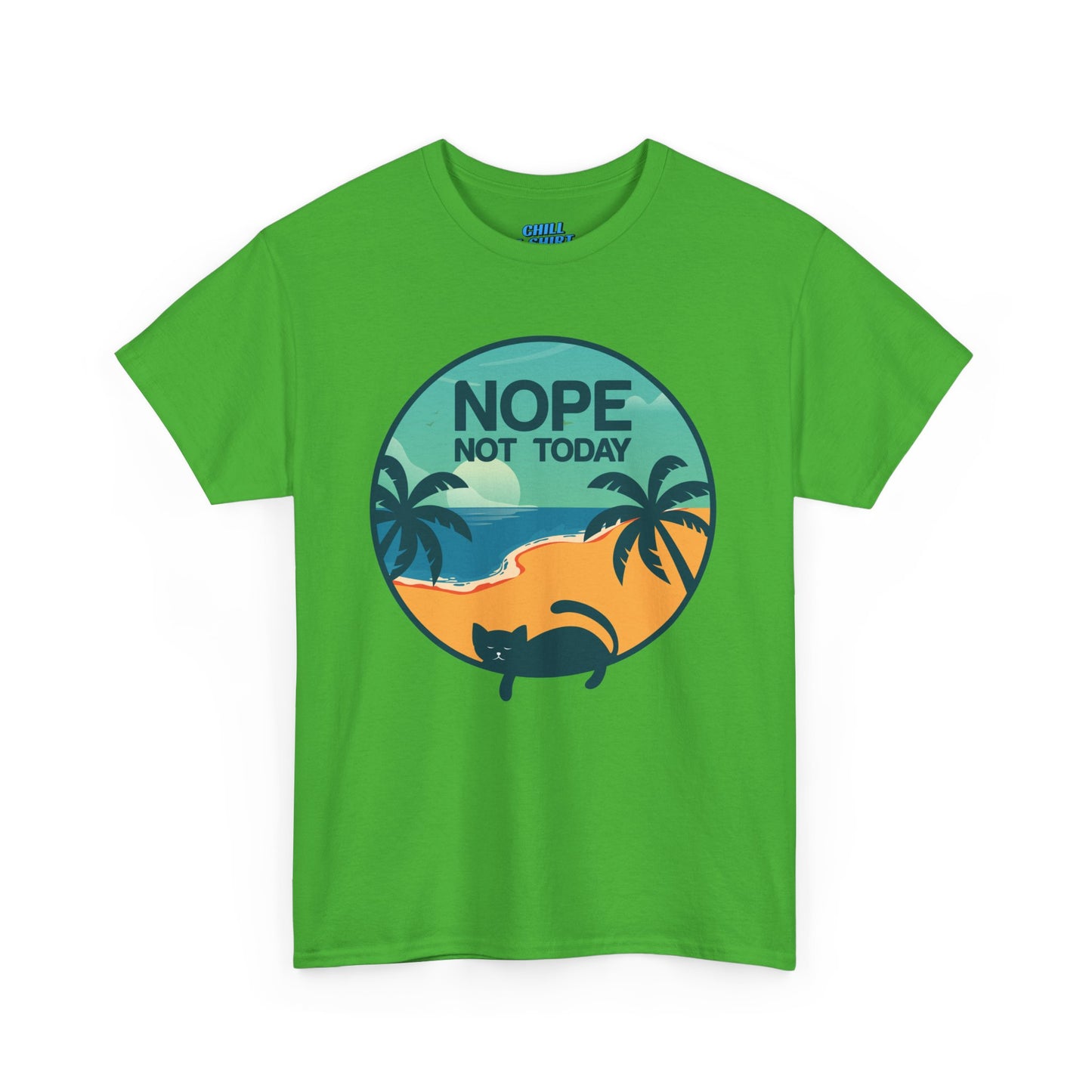 Catlover "Nope Not Today" Unisex Heavy Cotton Tee - Casual Everyday Wear for Relaxation and Chill Vibes