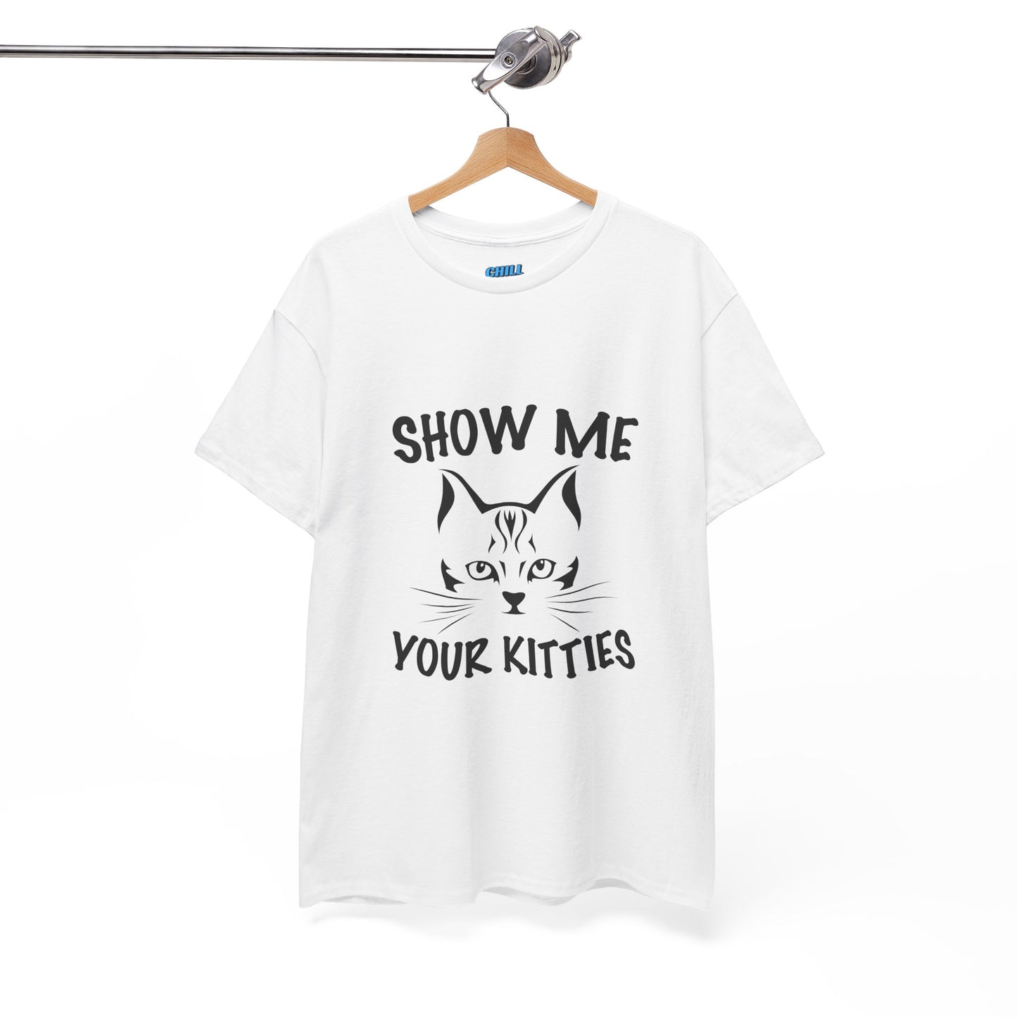 Funny Cat T-Shirt - "Show Me Your Kitties" Unisex Heavy Cotton Tee