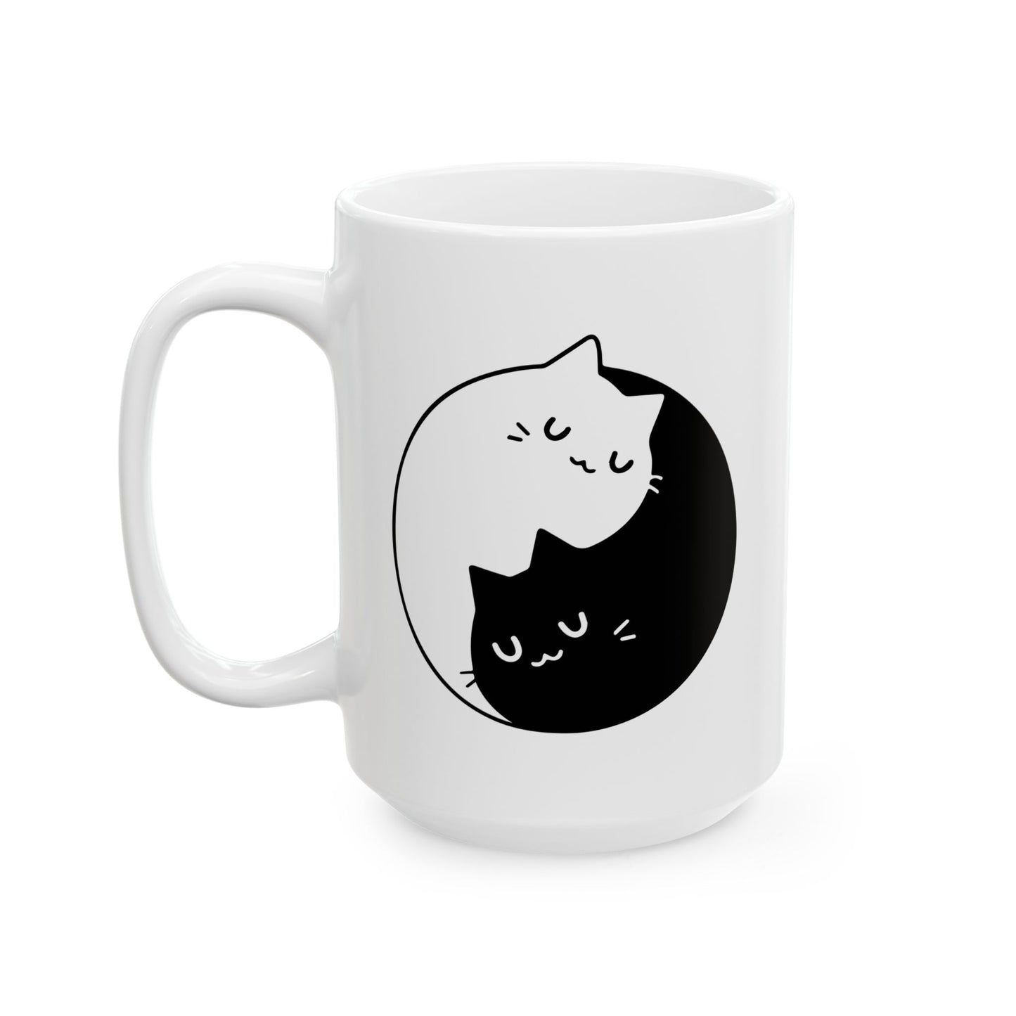 Cute Cat Yin Yang Ceramic Mug - 11oz & 15oz - CHILL T-SHIRT