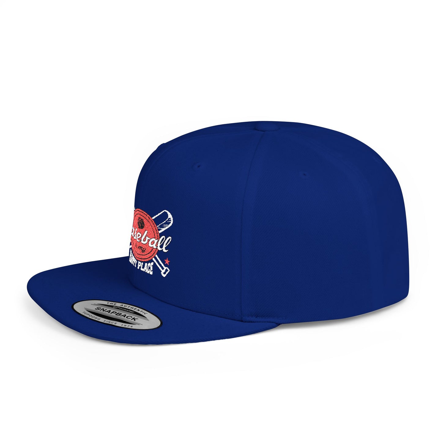 Baseball Flat Bill Snapback Hat - "Baseball is My Happy Place" - Perfect for Baseball Fans