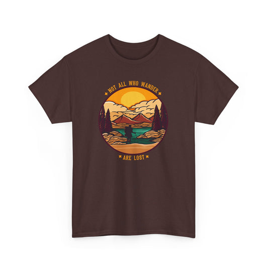 Adventure Awaits Unisex Heavy Cotton Tee - 'Not All Who Wander Are Lost' Graphic T-Shirt - CHILL T-SHIRT