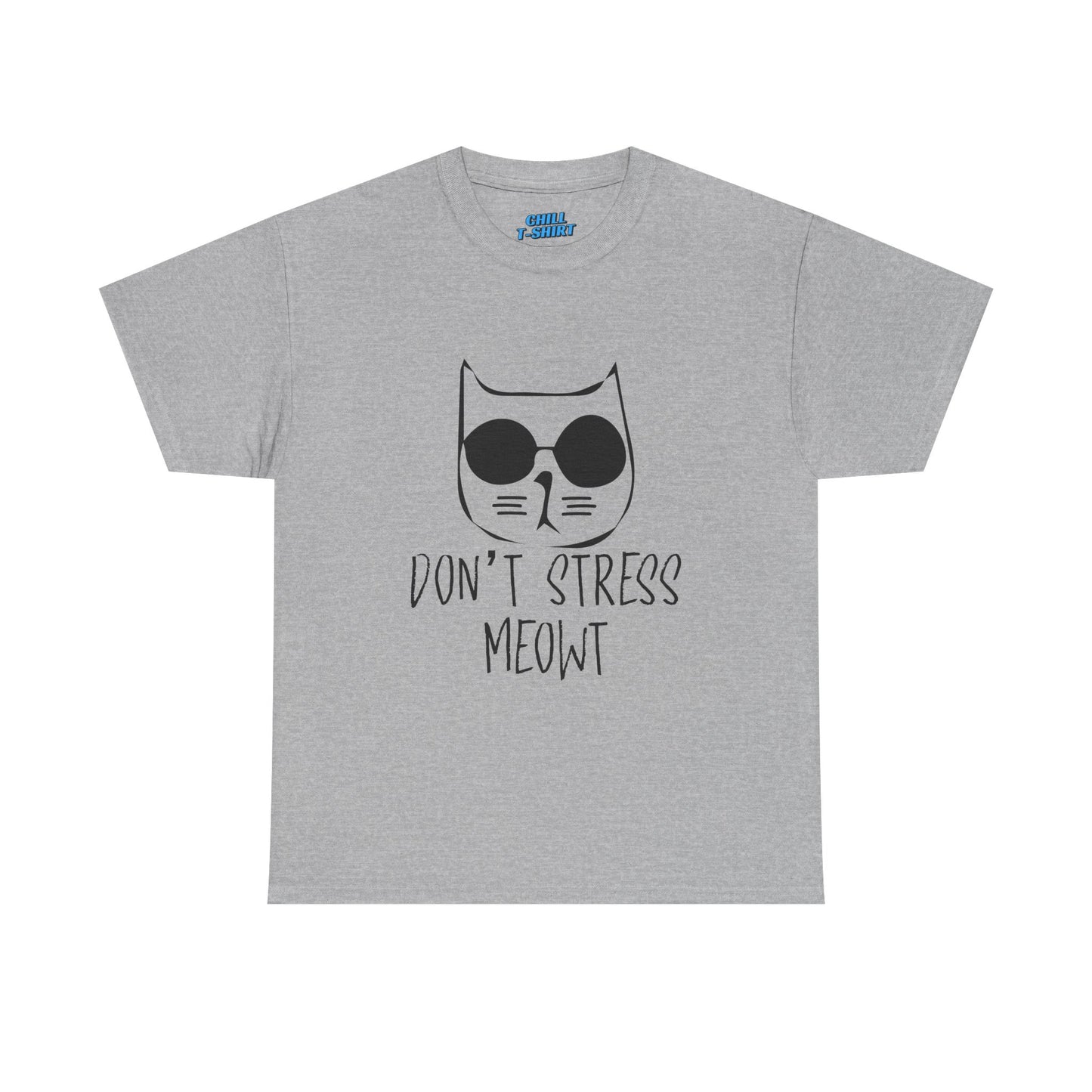 Funny Cat T-Shirt - "Don't Stress Meowt" Unisex Heavy Cotton Tee