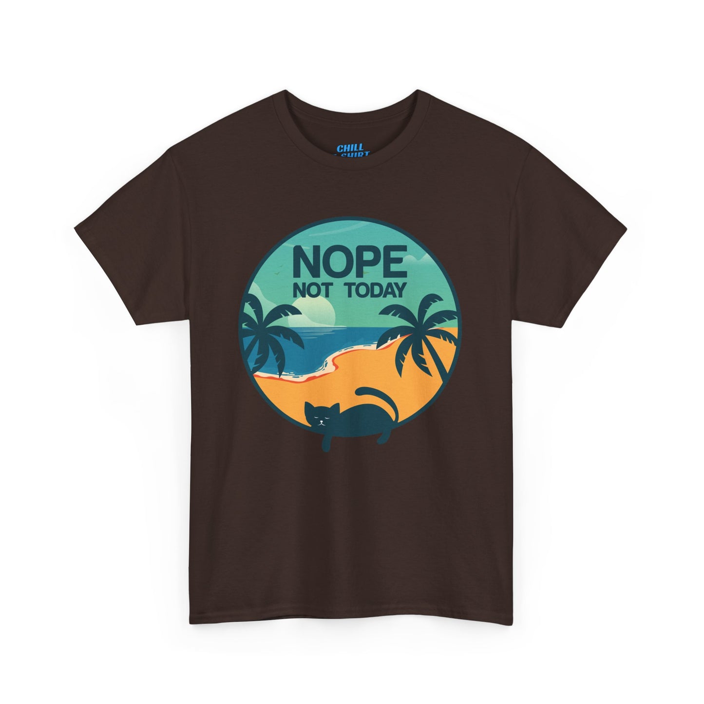 Catlover "Nope Not Today" Unisex Heavy Cotton Tee - Casual Everyday Wear for Relaxation and Chill Vibes