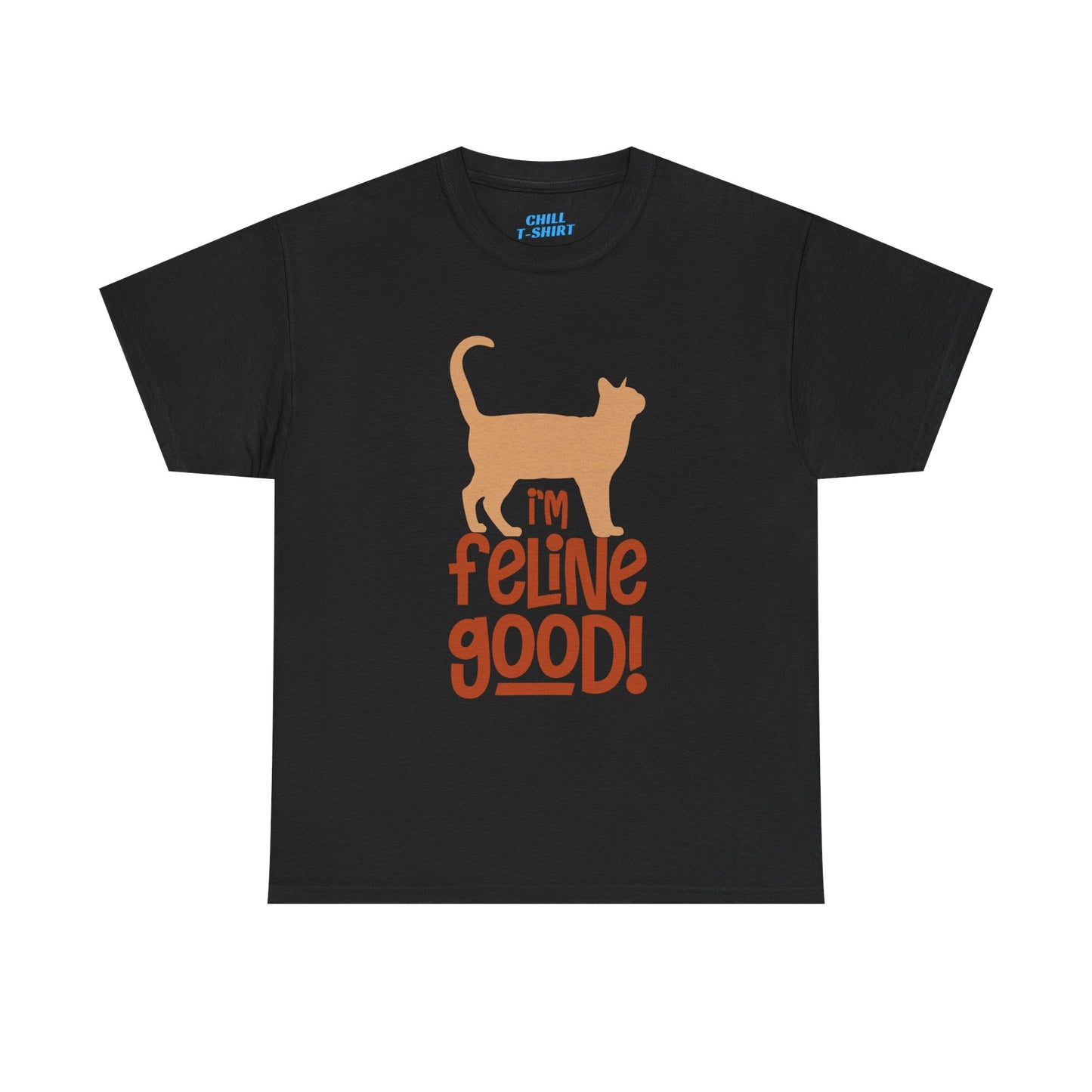 Funny Cat T-Shirt - "I'm Feline Good!" Unisex Heavy Cotton Tee