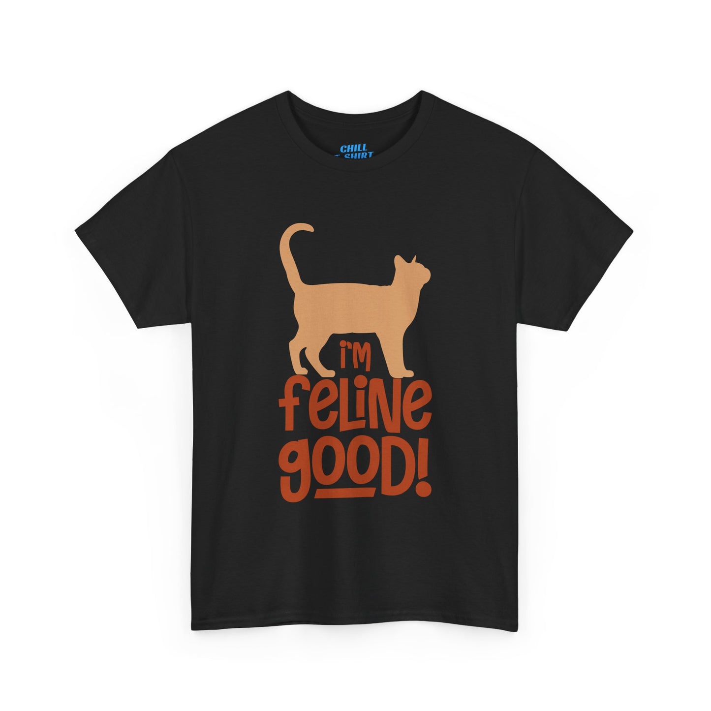 Funny Cat T-Shirt - "I'm Feline Good!" Unisex Heavy Cotton Tee