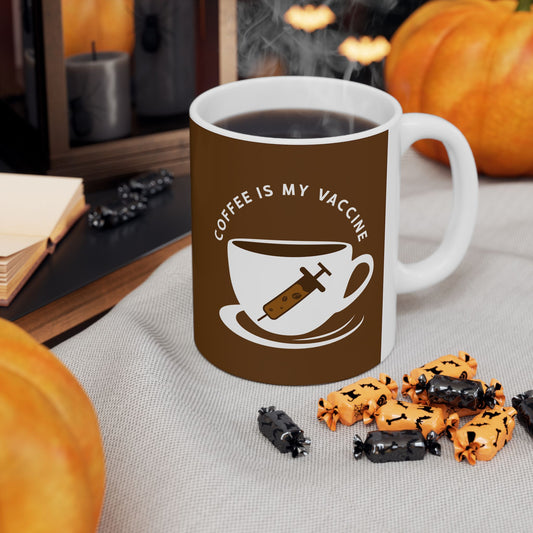 "Coffee Is My Vaccine" Ceramic Mug - 11oz & 15oz - Perfect Gift for Coffee Lovers - CHILL T-SHIRT