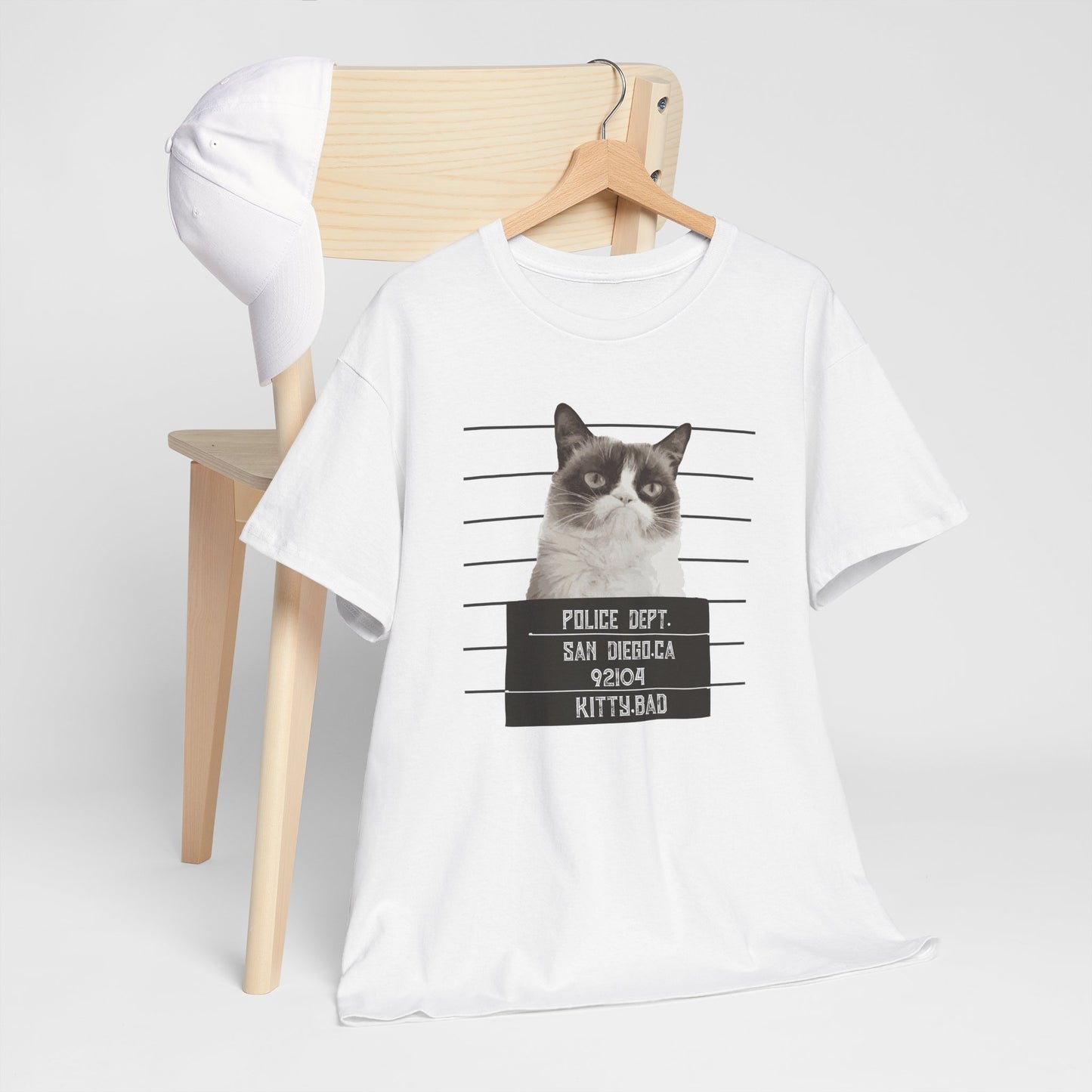 Grumpy Cat Unisex Heavy Cotton Tee - Police Dept Mugshot Design