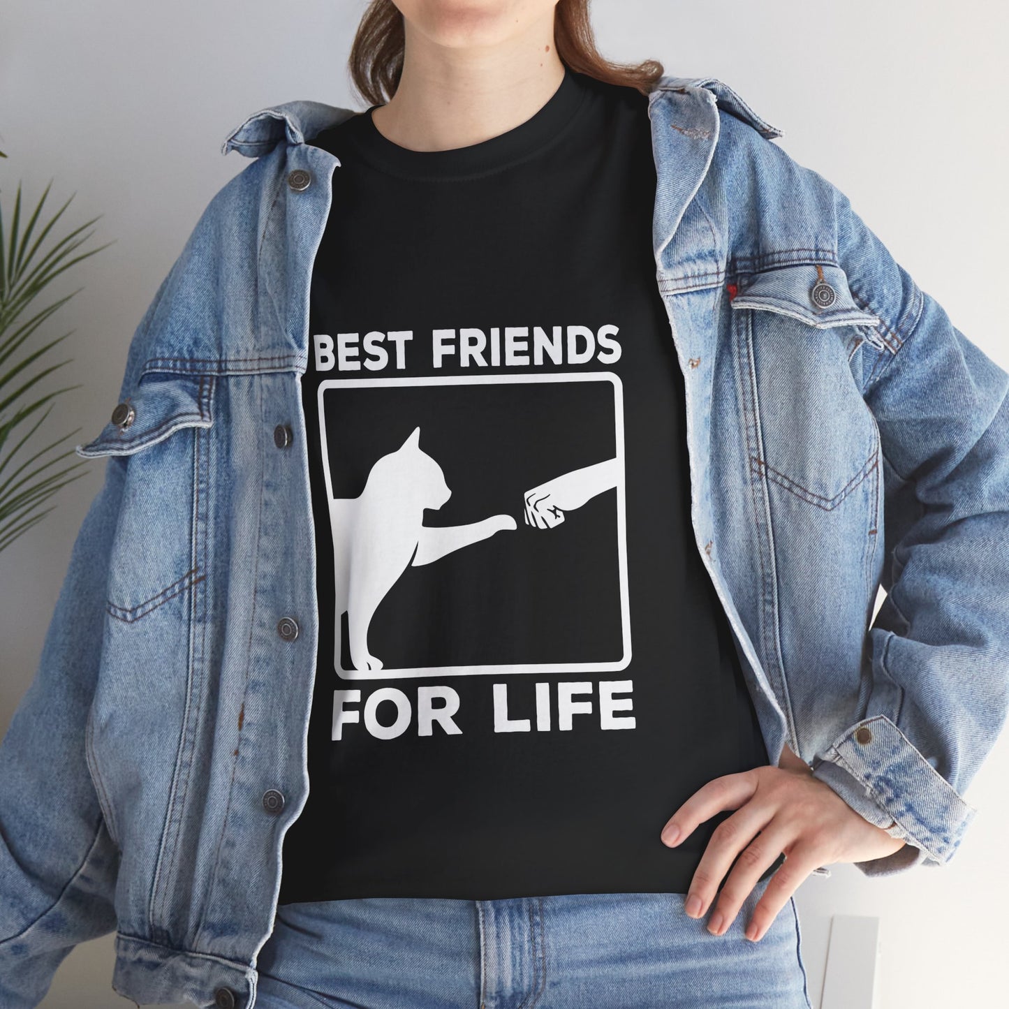 Best Friends for Life Cat Lover Unisex Heavy Cotton Tee