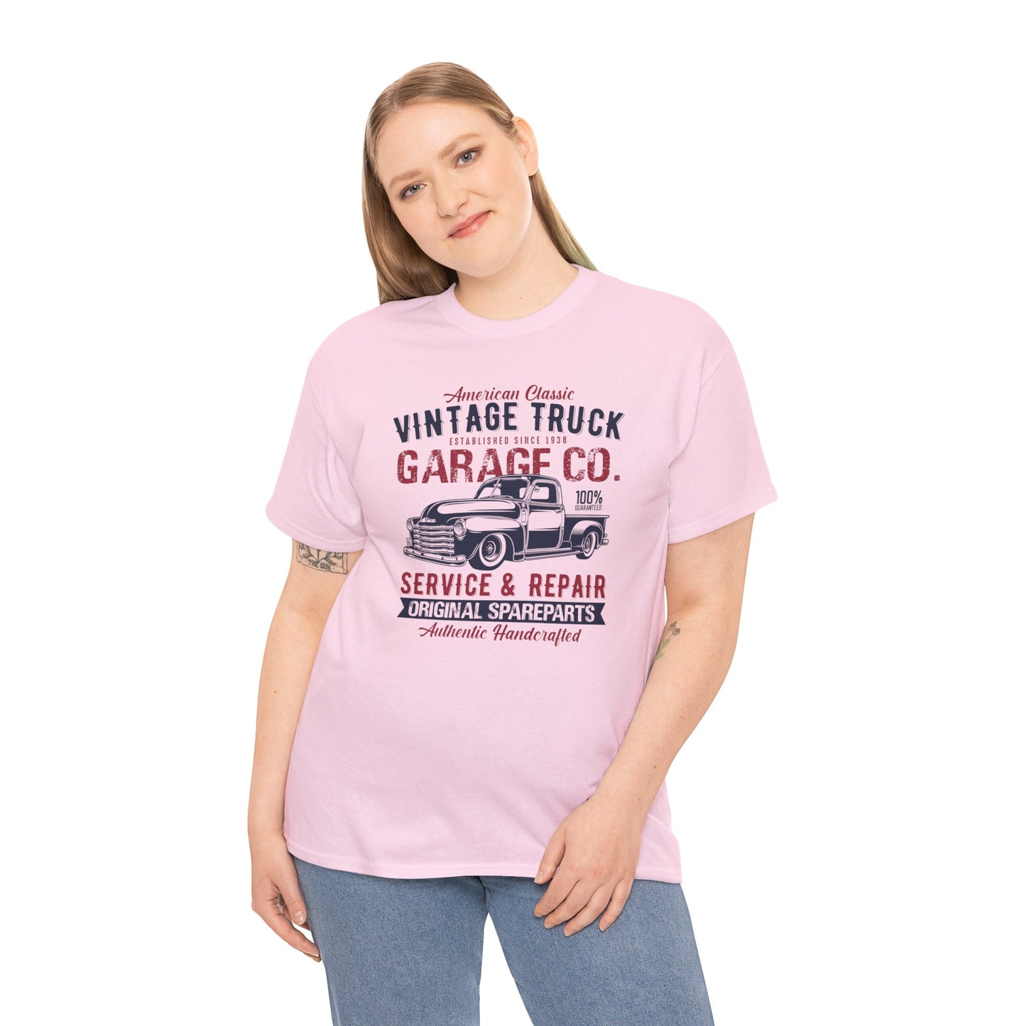Vintage Truck Garage Unisex Heavy Cotton Tee - Authentic Classic Repair Design - CHILL T-SHIRT