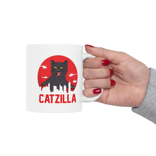 Colorful Catzilla Ceramic Mug - Perfect Gift for Cat Lover - CHILL T-SHIRT