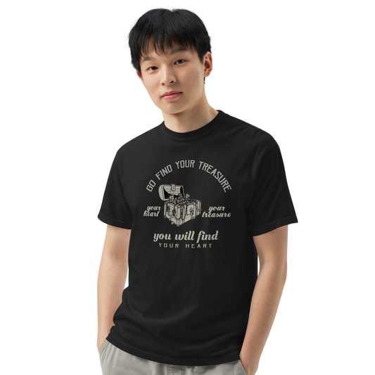 Adventure-Inspiring Unisex Heavy Cotton Tee - "Go Find Your Treasure, You Will Find Your Heart"